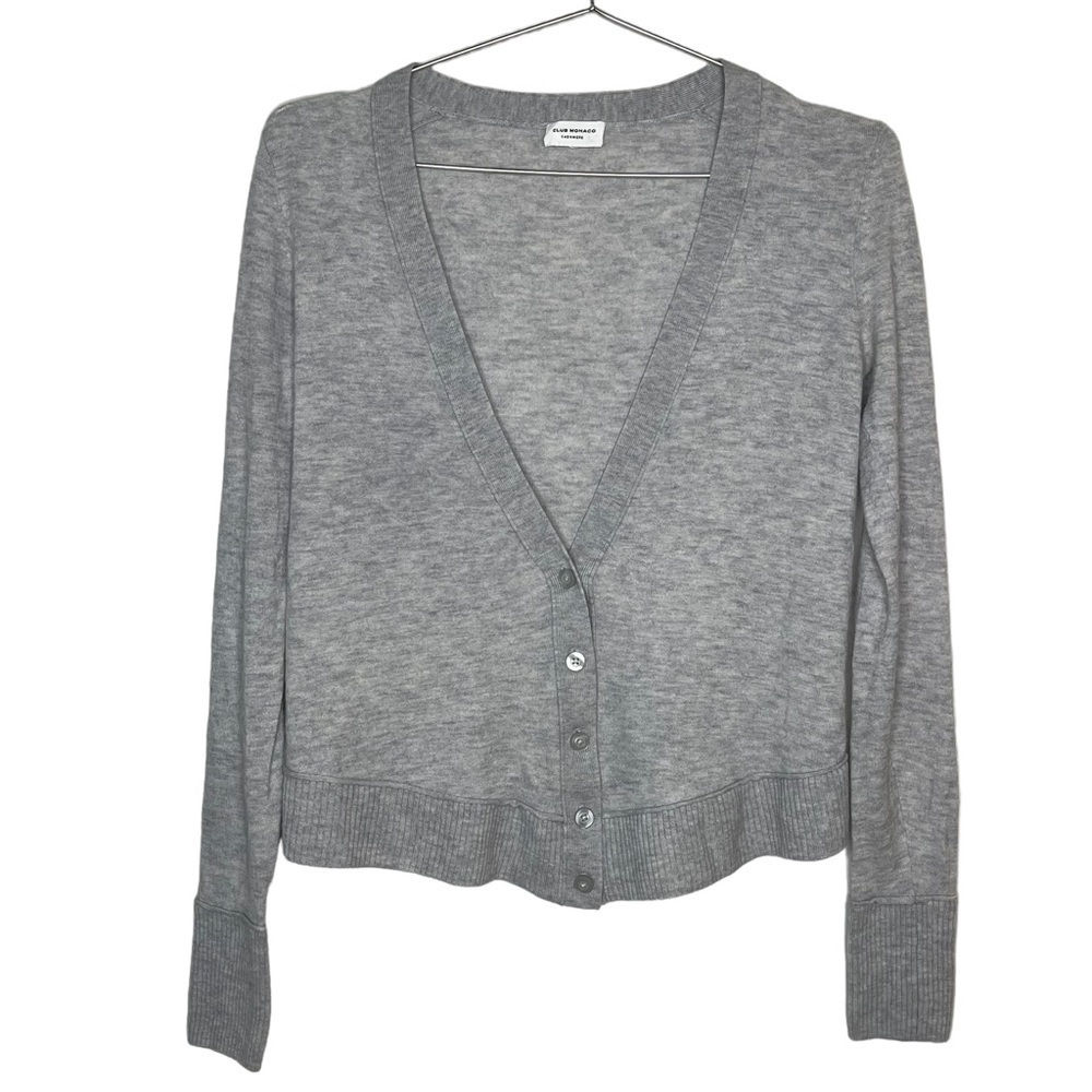 CLUB Monaco Cashmere Button Up Cardigan Ribbed Cuff